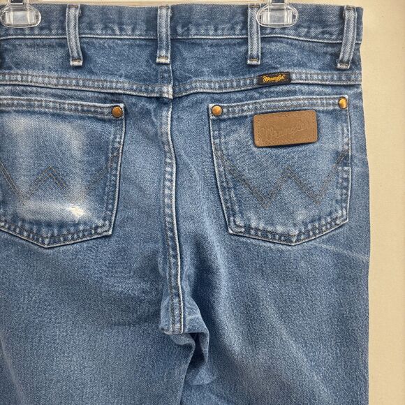Wrangler 936PWD Mens 31x30 Jeans Slim Fit Cowboy Cut Blue Wallet Fade Distress - Picture 1 of 9